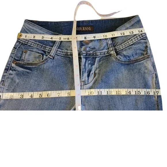 ABM Jeans -Low Rise Skinny Double Button Fly Slightly Distressed Jeans - SZ 7 - Picture 11 of 14